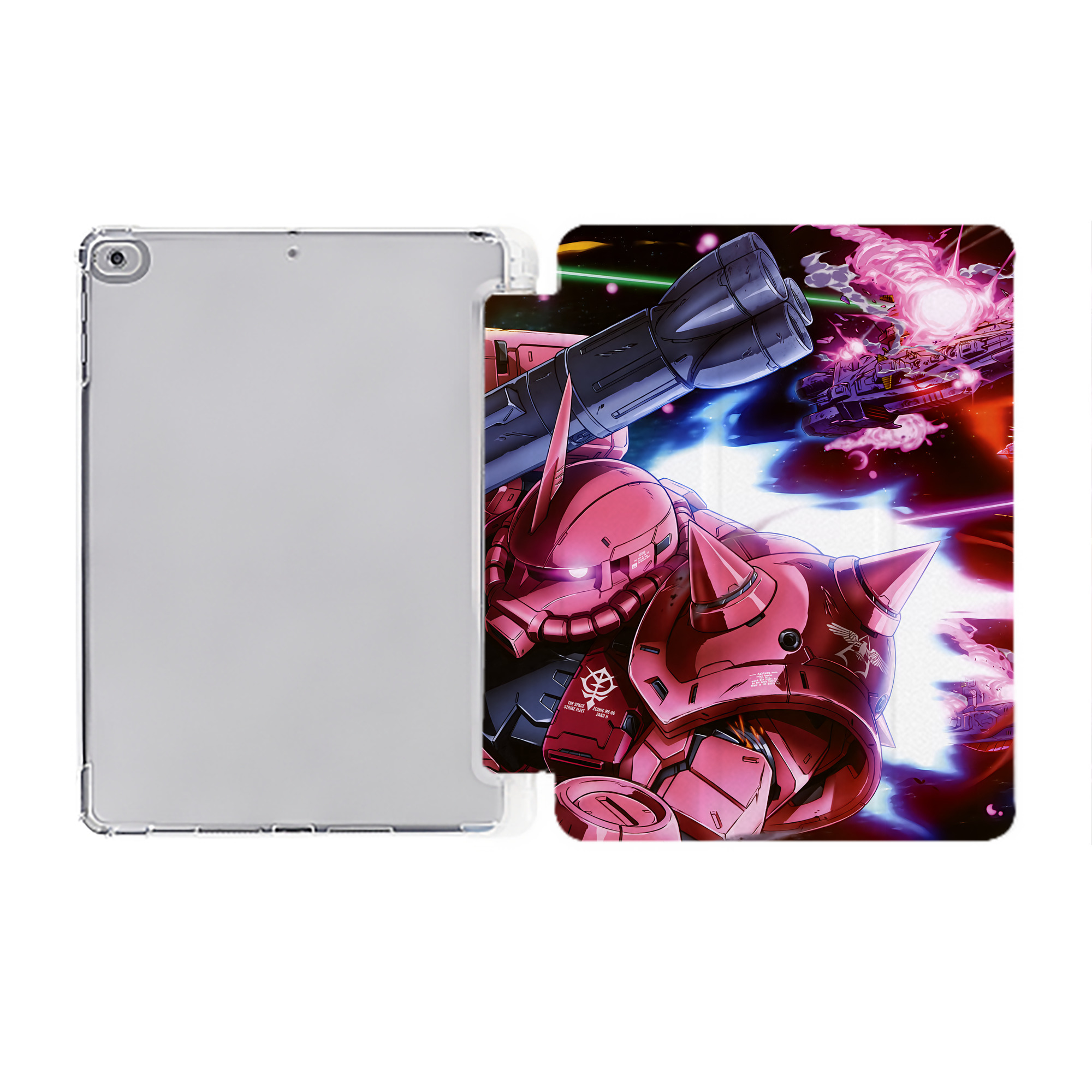 （画像用） 機動戦士ガンダム Mobile Suit Gundam IPad ケース ペン収納付き 三つ折りスタンド PUレザー×シリコン 対応機種9.5/10.5/10.9インチ